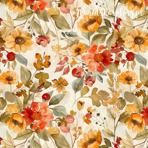 SOFTSHELL WODOODPORNY Jesienne kwiaty 17 - na jasnym tle [6-8]