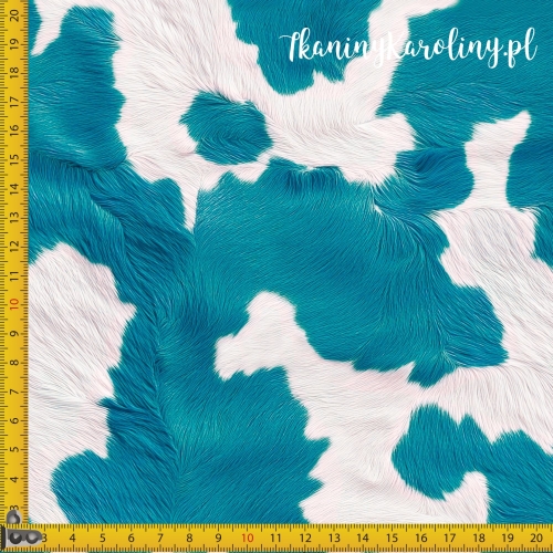 WELUR TAPICERSKI Krowie łaty - turkus [6-8]