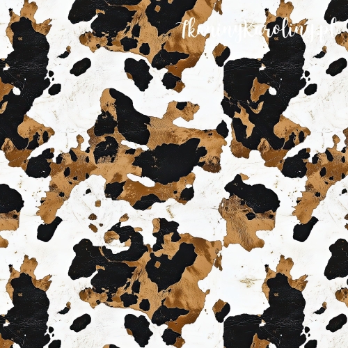 WELUR TAPICERSKI Krowie łaty - czarny i złotobrązowy mix [6-8]