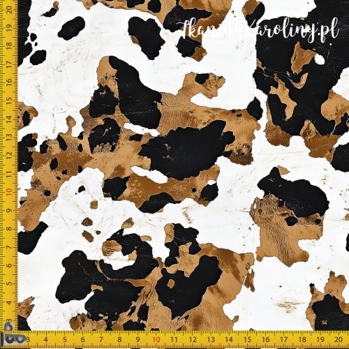 WELUR TAPICERSKI Krowie łaty - czarny i złotobrązowy mix [6-8]