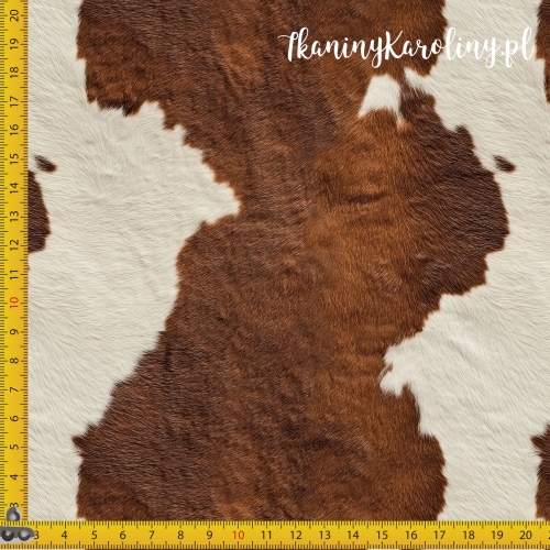 WELUR TAPICERSKI Krowie łaty - brązowe pasy [6-8]
