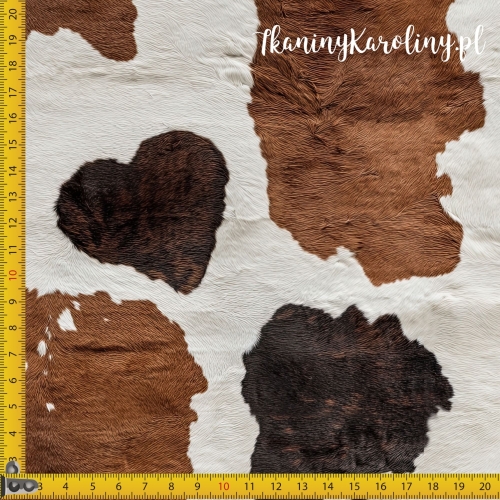 WELUR TAPICERSKI Krowie łaty - brązowe z sercami [6-8]
