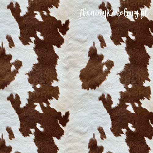 TKANINA WODOODPORNA OXFORD Krowie łaty - brązowo-białe – pionowe wąskie [6-8]