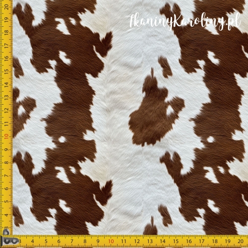 TKANINA WODOODPORNA OXFORD Krowie łaty - brązowo-białe – pionowe wąskie [6-8]