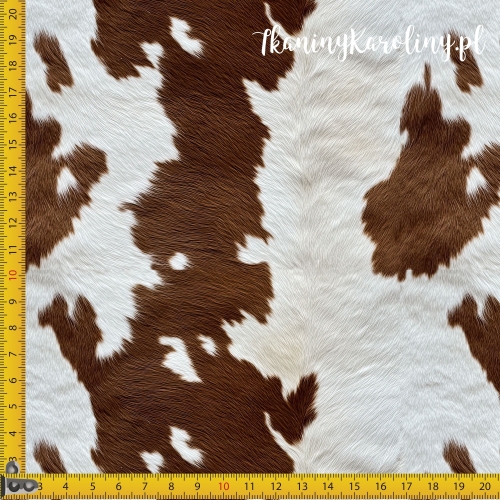 WELUR TAPICERSKI Krowie łaty - brązowo-białe – pionowe wąskie [6-8]