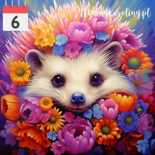 OD RĘKI Panel welurowy Jeż - 50 x 50 cm