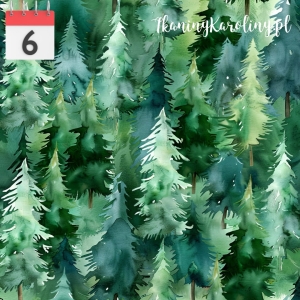 OD RĘKI - TKANINA WODOODPORNA OXFORD Las zielony akwarela 