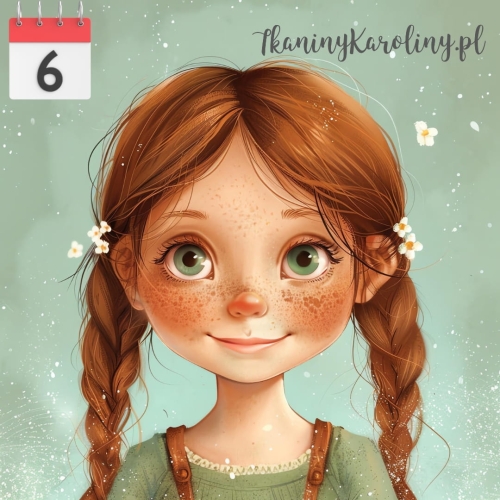 OD RĘKI - Panel welurowy 40x40cm - Dziewczynka z warkoczami 2 