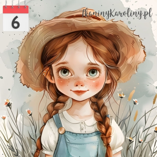 OD RĘKI - Panel wodoodporny 50x50cm - Dziewczynka w kapeluszu 2 