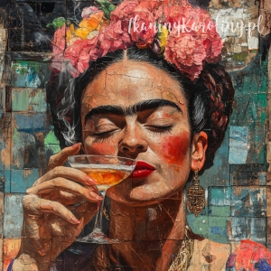 OD RĘKI - Panel welurowy 50cm - Frida z efektem spękań 50x50