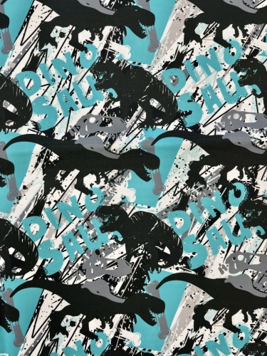 TKANINA WODOODPORNA Dinozaury — kolor bliższy rzeczywistemu