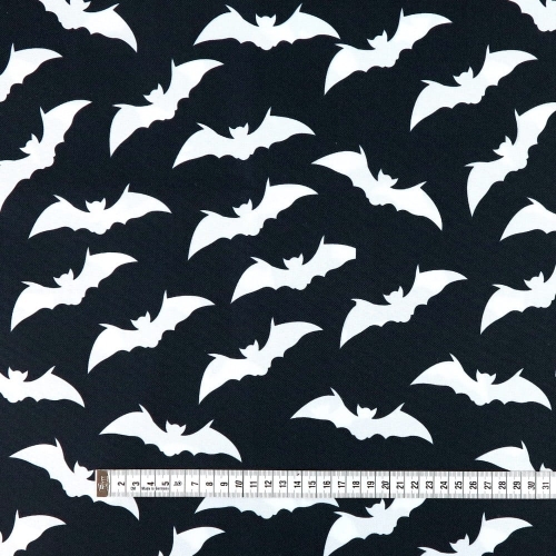 OD RĘKI - TKANINA WODOODPORNA Nietoperze na czarnym