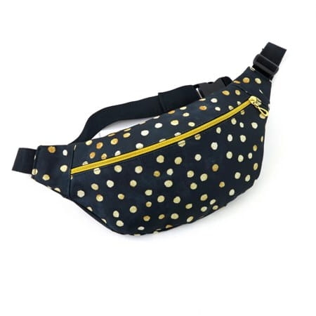 TKANINA WODOODPORNA Plamki złote na czarnym