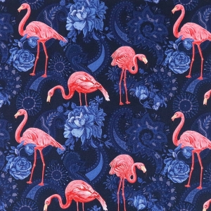 OD RĘKI - TKANINA WODOODPORNA Flamingi Paisley 