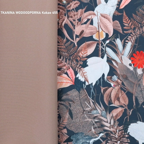 TKANINA WODOODPORNA Białe ptaki na grafitowym