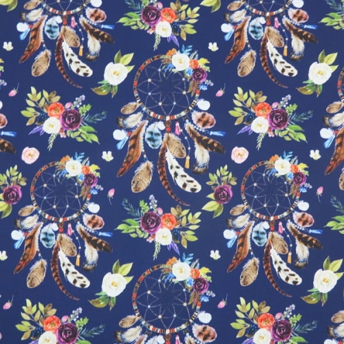 POLIESTER WODOODPORNY Łapacze snów boho na granacie (duży.1JPG.jpg