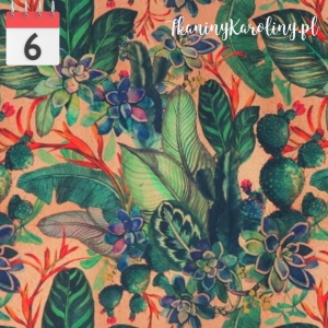 OD RĘKI - TKANINA WODOODPORNA Kaktusy i liście palmowe 