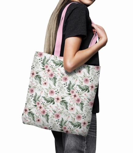 TKANINA WODOODPORNA Polne kwiaty i róże na białym