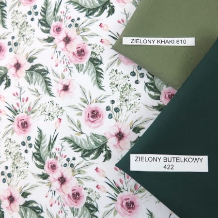 TKANINA WODOODPORNA Polne kwiaty i róże na białym