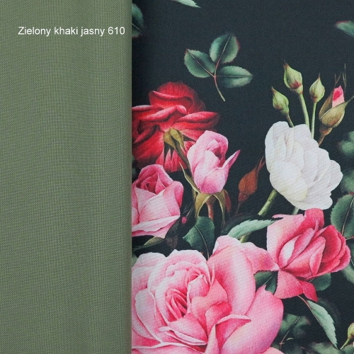 TKANINA WODOODPORNA Róże na czarnym tle