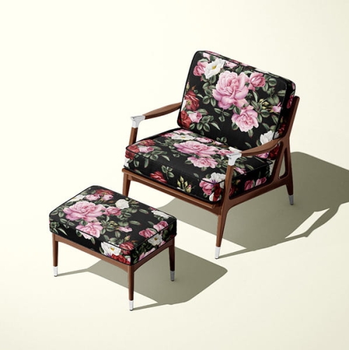 WELUR TAPICERSKI Róże na czarnym tle