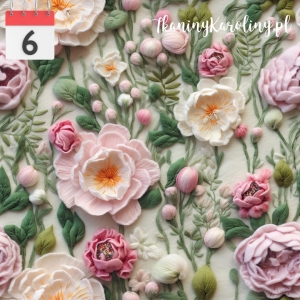 OD RĘKI - TKANINA WODOODPORNA OXFORD Haft kwiaty 2 