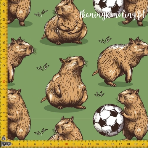 TKANINA WODOODPORNA OXFORD - Kapibary na trawie, piłka nożna [6-8]