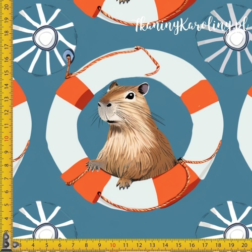 WELUR TAPICERSKI - Kapibara w ramie z koła ratunkowego [6-8]