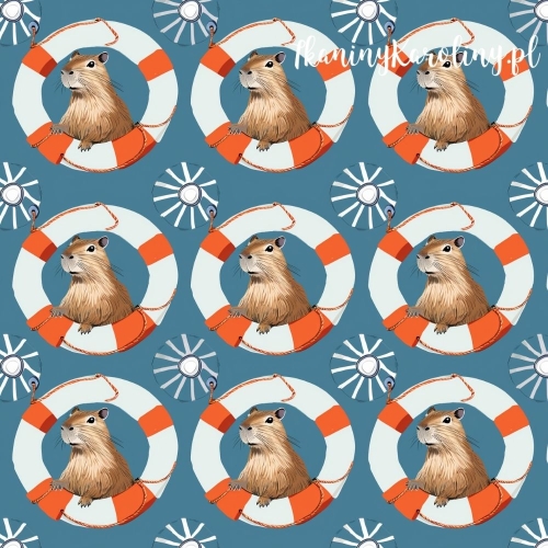 SOFTSHELL WODOODPORNY - Kapibara w ramie z koła ratunkowego [6-8]