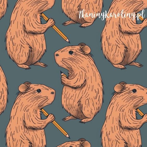 SOFTSHELL WODOODPORNY - Kapibary z ołówkami na ciemnym tle [6-8]