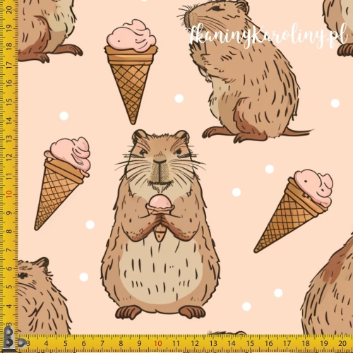 WELUR TAPICERSKI - Kapibary i lody na jasnym tle [6-8]