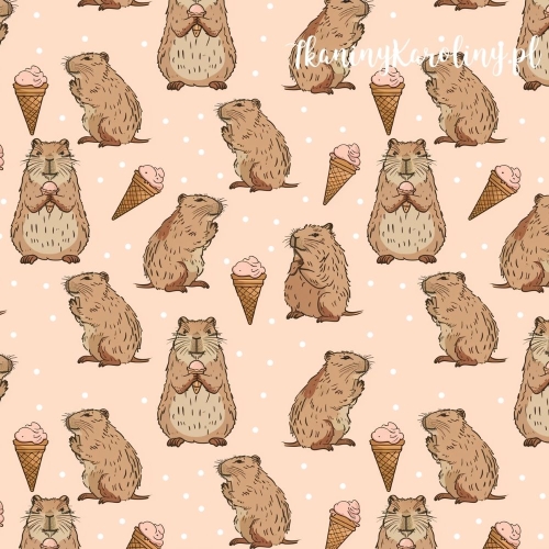 SOFTSHELL WODOODPORNY - Kapibary i lody na jasnym tle [6-8]