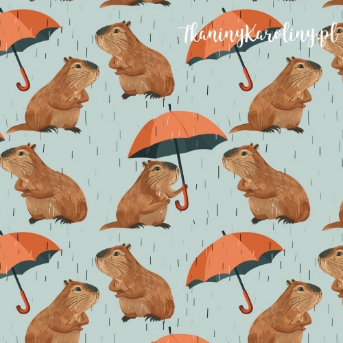 SOFTSHELL WODOODPORNY - Kapibary w deszczu na ciemniejszym tle [6-8]