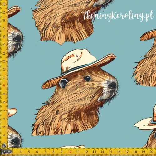 WELUR TAPICERSKI - Kapibary w jasnych kapeluszach [6-8]