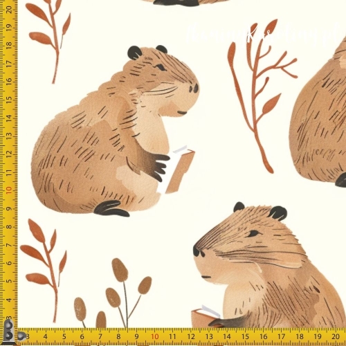 WELUR TAPICERSKI - Kapibary z ksiązkami w łapkach [6-8]