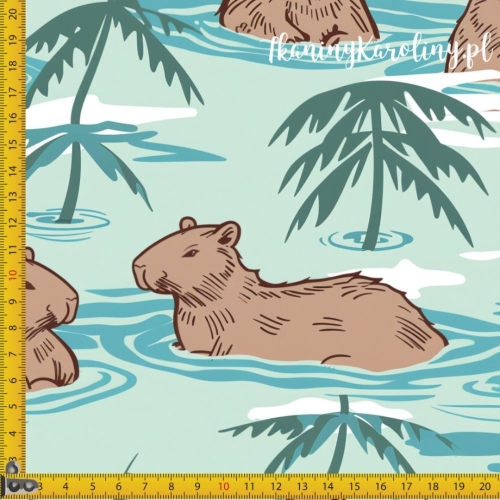 WELUR TAPICERSKI - Kapibary w bajorku pod palmami [6-8]