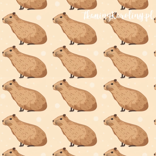 WELUR TAPICERSKI - Kapibary mordkami w lewo na jasnym tle [6-8]