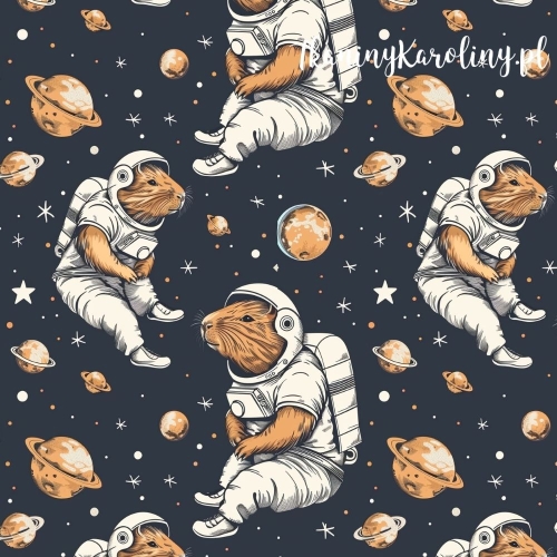 TKANINA WODOODPORNA OXFORD - Kapibara w kosmosie [6-8]