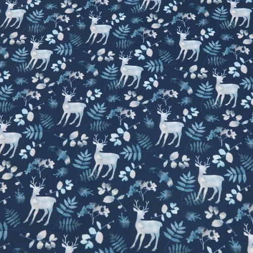 TKANINA WODOODPORNA Małe jelenie na granacie(mały wzór) [6]