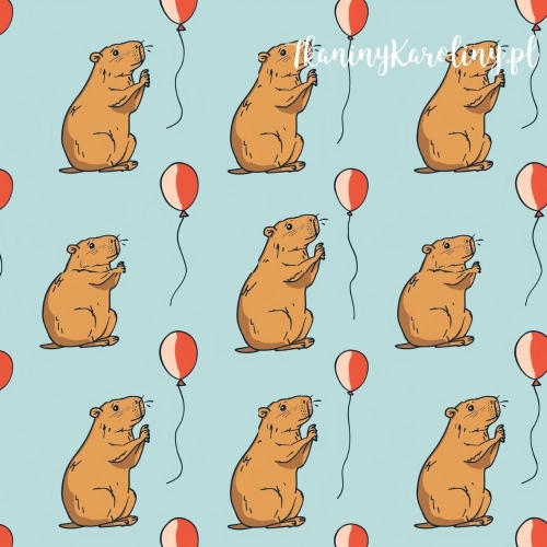 WELUR TAPICERSKI - Kapibary i czerwone baloniki [6-8]