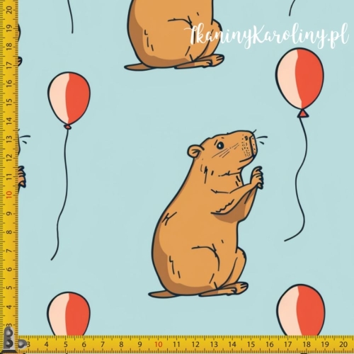 WELUR TAPICERSKI - Kapibary i czerwone baloniki [6-8]