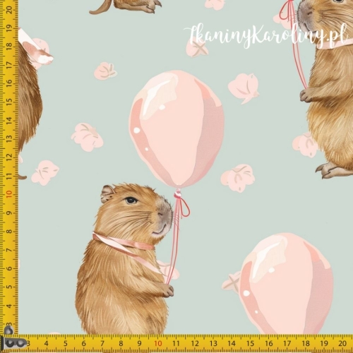 WELUR TAPICERSKI - Kapibary i różowe baloniki [6-8]