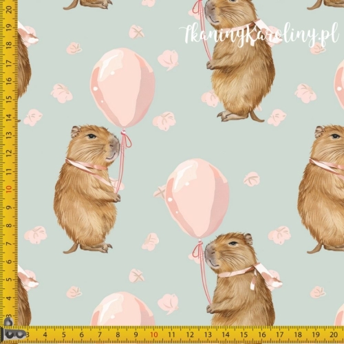 SOFTSHELL WODOODPORNY - Kapibary i różowe baloniki [6-8]