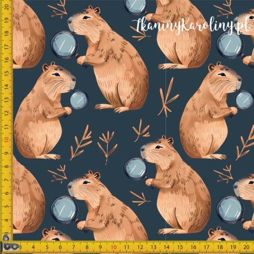 TKANINA WODOODPORNA OXFORD - Kapibara detektyw [6-8]