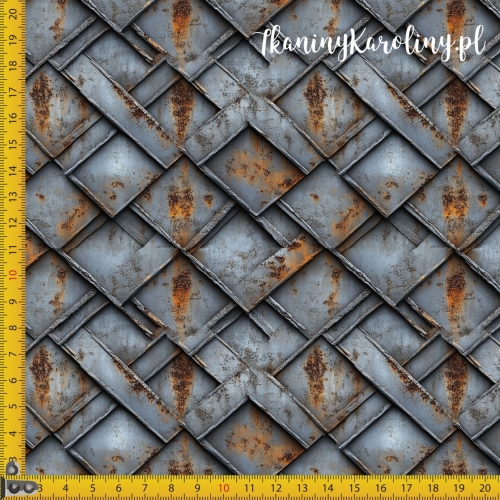 TKANINA WODOODPORNA OXFORD - Metal i rdza - przeplatana jasna stal [6-8]