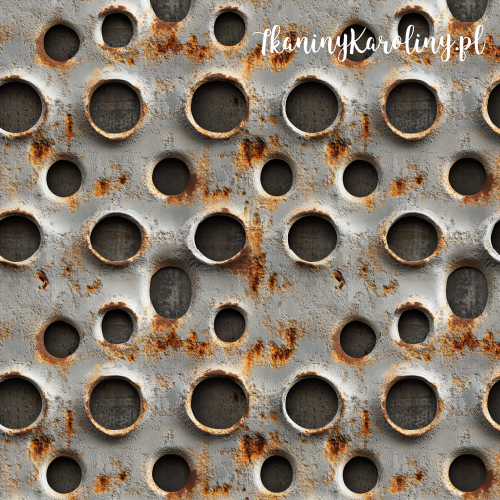 TKANINA WODOODPORNA OXFORD - Metal i rdza - Perforowana Stal [6-8]
