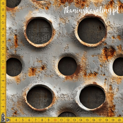 TKANINA WODOODPORNA OXFORD - Metal i rdza - Perforowana Stal [6-8]