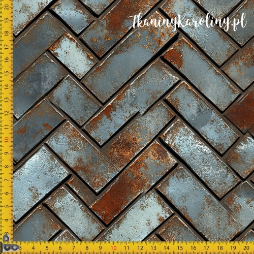 WELUR TAPICERSKI - Metal i rdza - Przemysłowa jodełka [6-8]