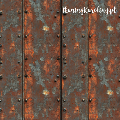 WELUR TAPICERSKI - Metal i rdza - Pionowe pasy z nitami [6-8]