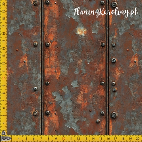 WELUR TAPICERSKI - Metal i rdza - Pionowe pasy z nitami [6-8]